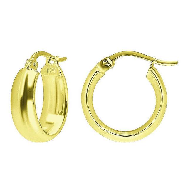 Aleure Precioso Sterling Silver 1/2 Round Hoop Earrings, Womens Gold Product Image