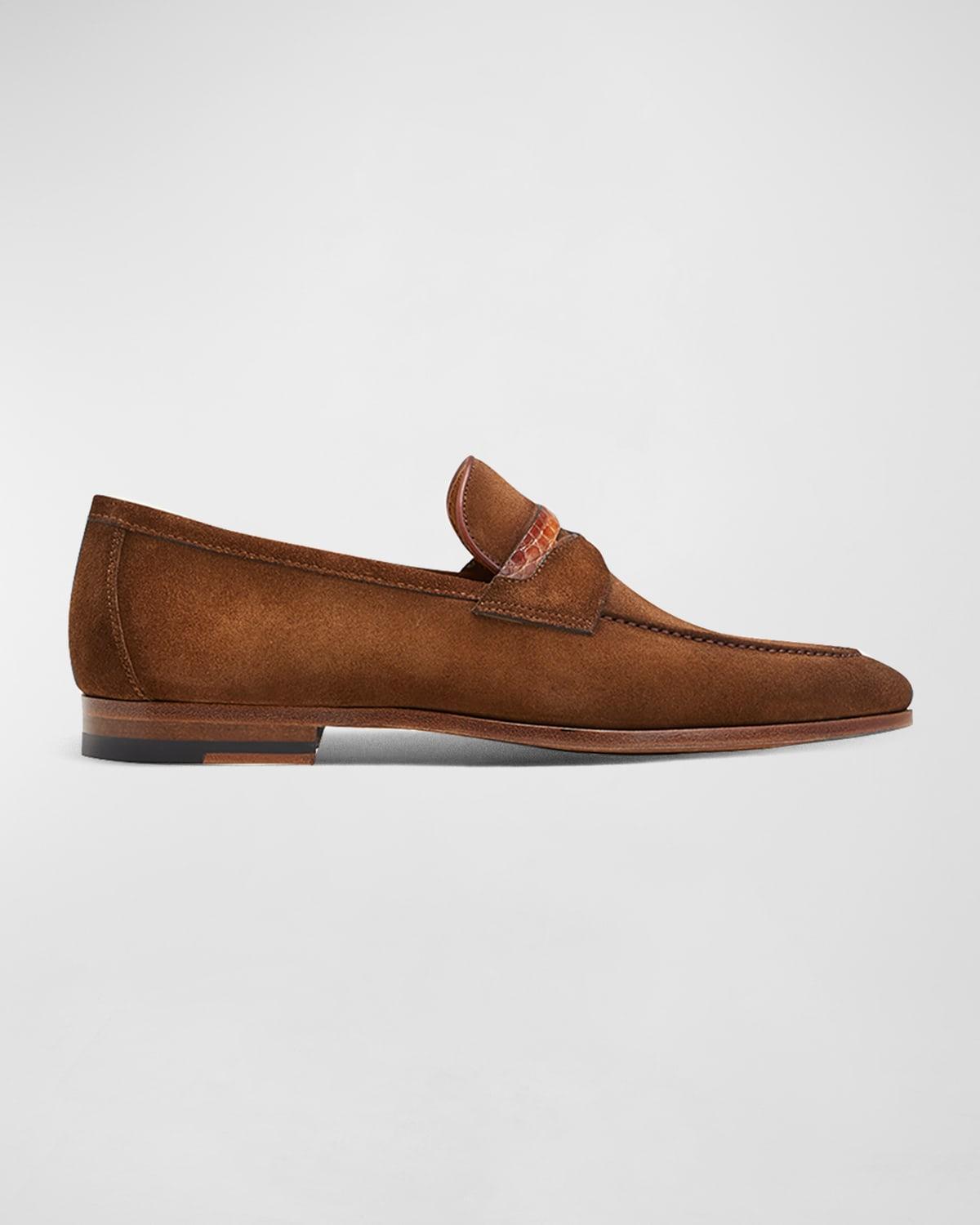 Men's Sasso Alligator & Suede Penny Loafers Product Image