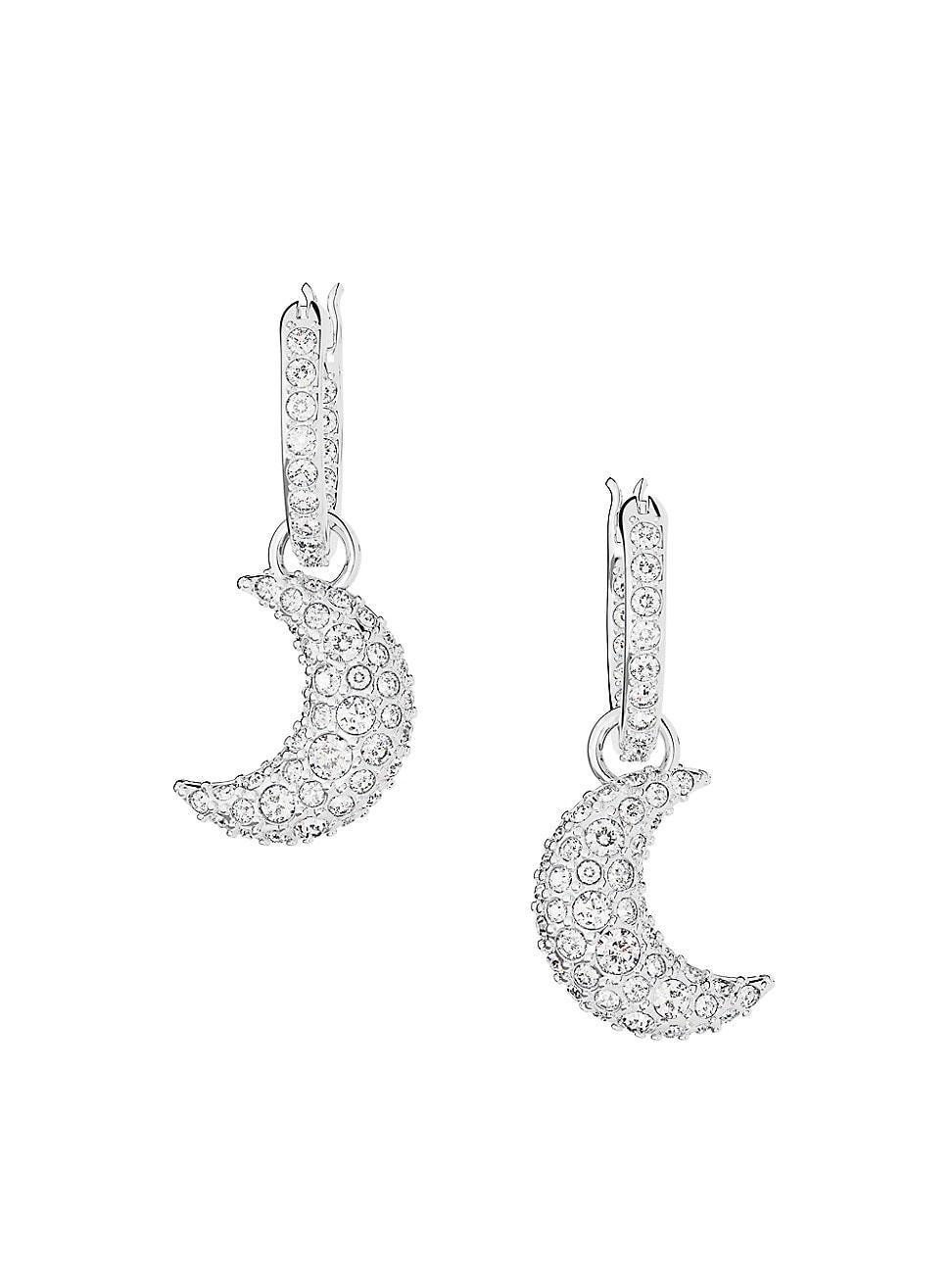 Swarovski Luna Swarovski Crystal Crescent Drop Earrings in Rhodium Plated Product Image