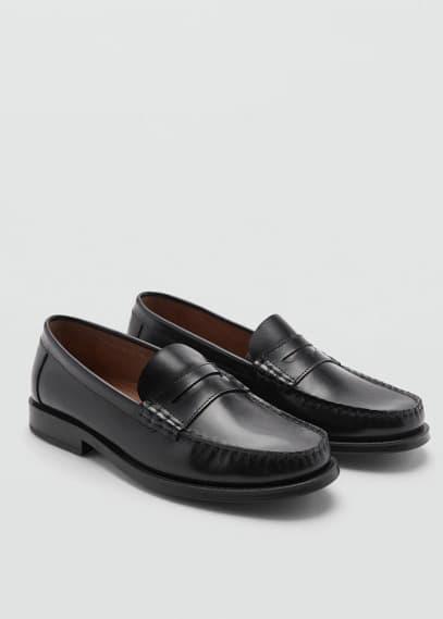 MANGO MAN - Aged-leather loafers blackMen Product Image