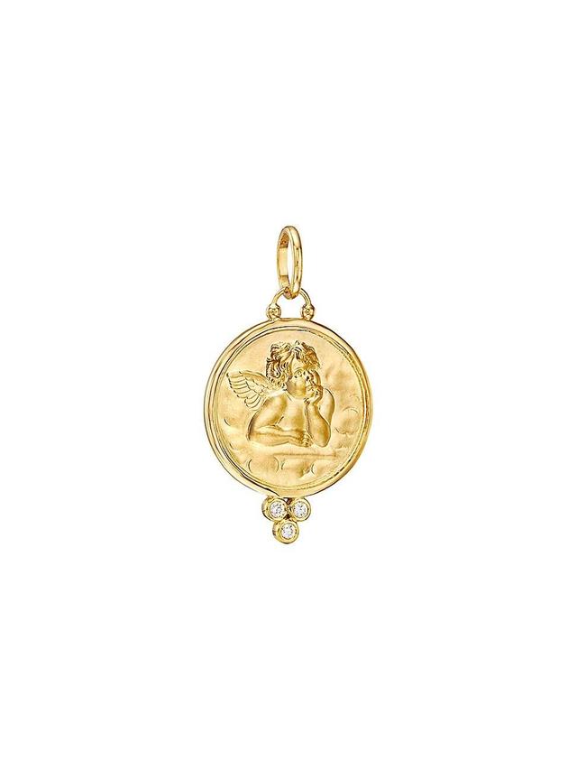 Womens Angel Diamond & 18K Yellow Gold Large Pendant Product Image