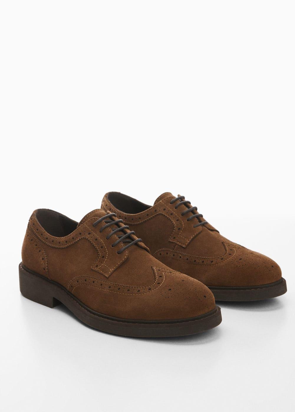 MANGO MAN - Die-cut suede blucher shoes medium brownMen Product Image