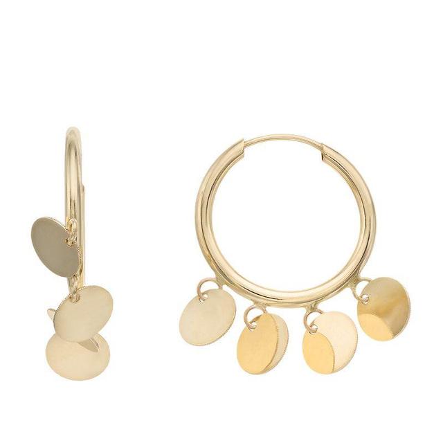 14k Gold Circle Drop Earrings, Womens Product Image