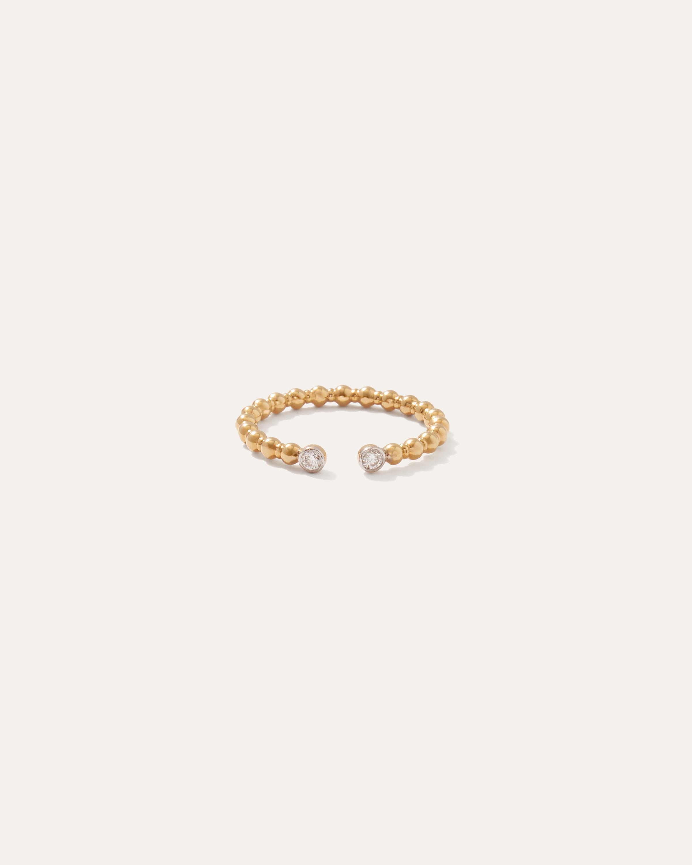 14K Gold Open Beaded Diamond Bezel Ring Product Image