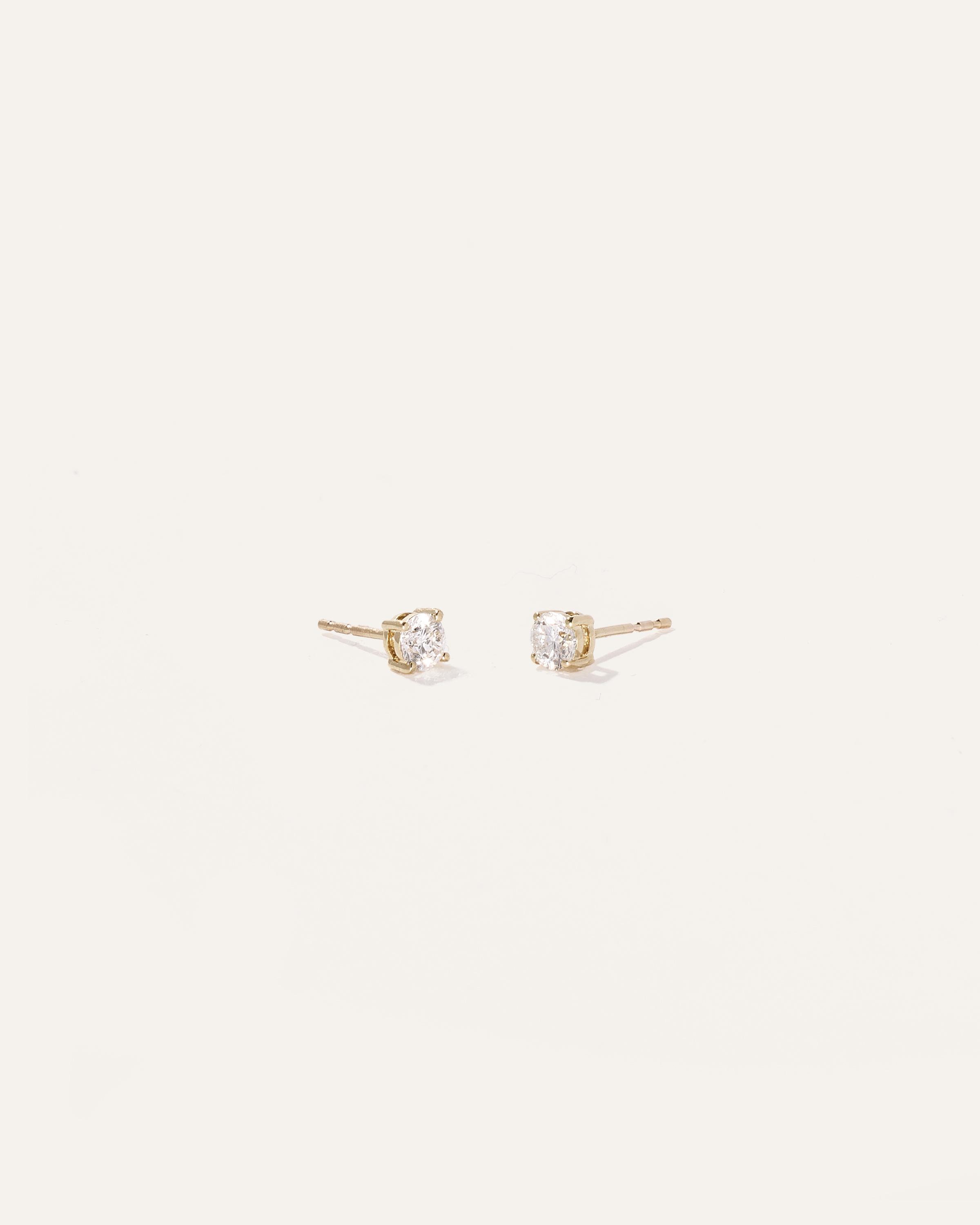 14k Gold Natural Diamond Solitaire Studs Product Image