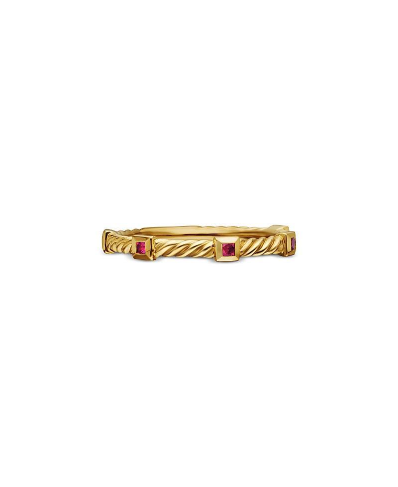 David Yurman 18K Yellow Gold Cable Sapphire Stack Band Ring Product Image