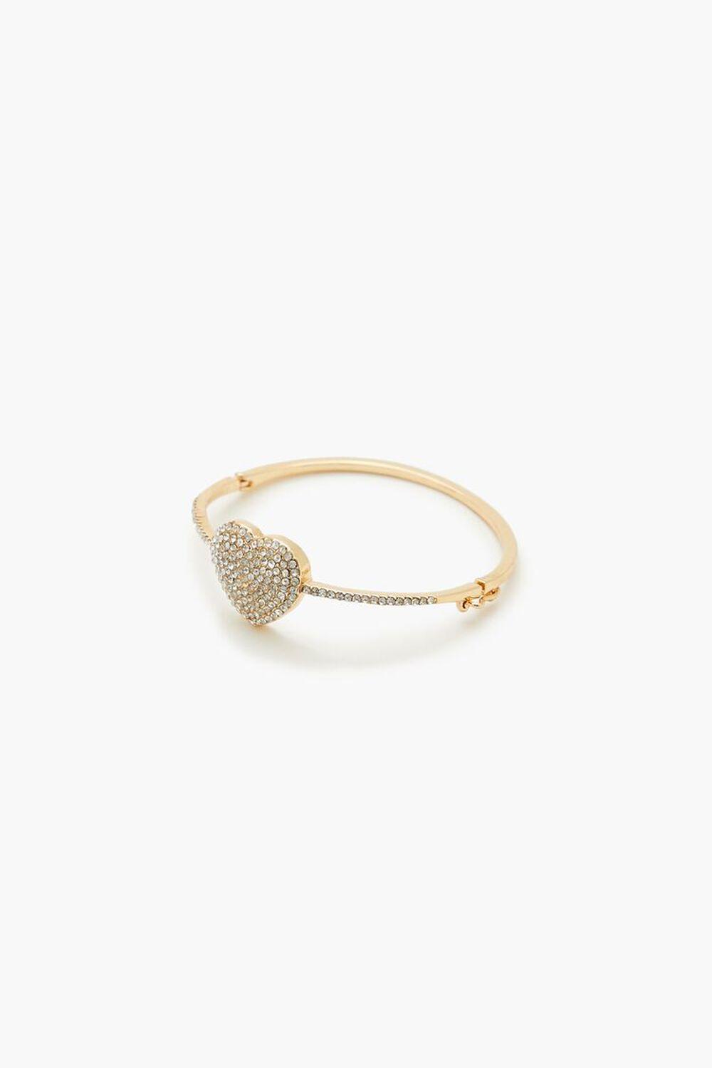 Rhinestone Heart Bangle Bracelet | Forever 21 Product Image