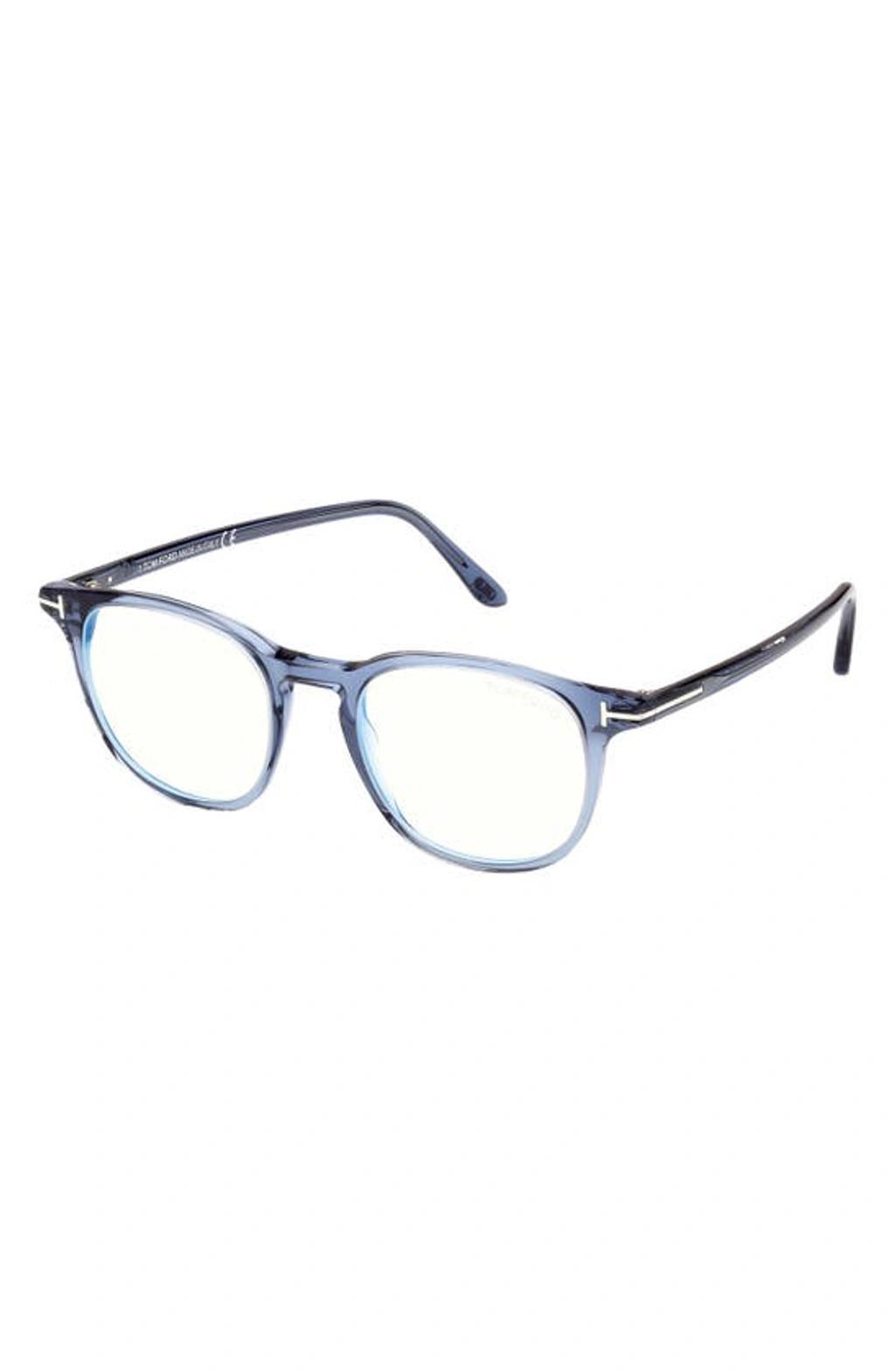 TOM FORD 50mm Blue Light Blocking Glasses In Shiny Blue Product Image