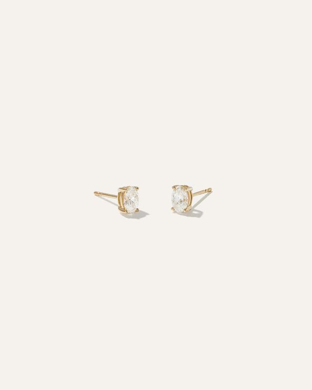 14k Gold Lab Grown Diamond Oval Solitaire Studs Product Image