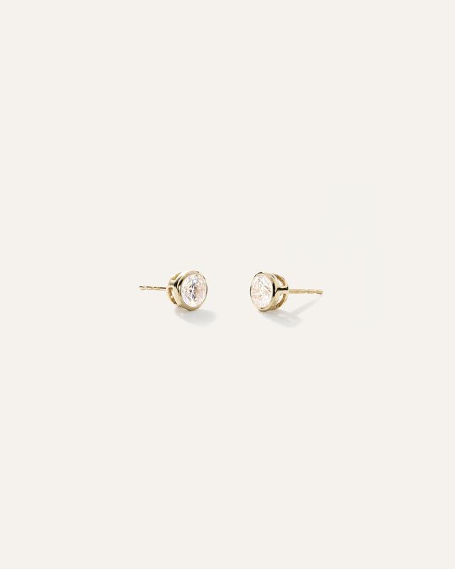 14K Gold Lab Grown Diamond Bezel Studs Product Image