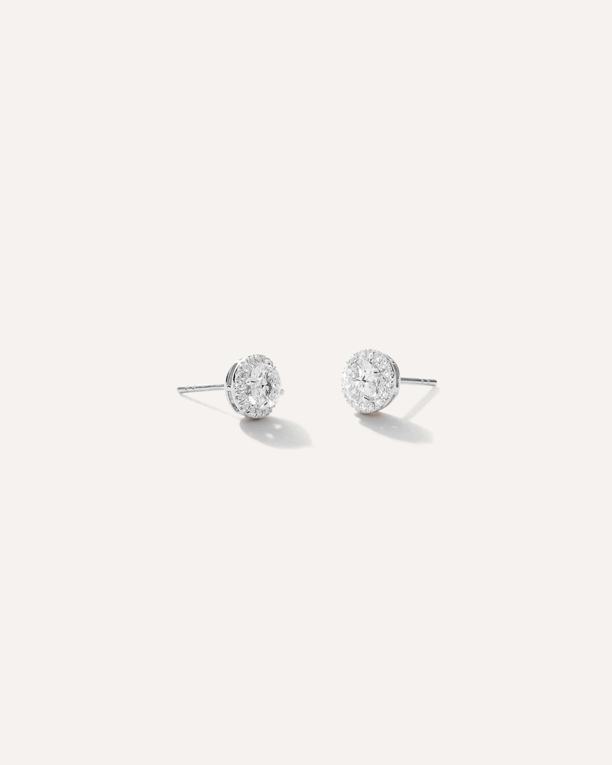 14K Gold Lab Grown Diamond Halo Studs Product Image