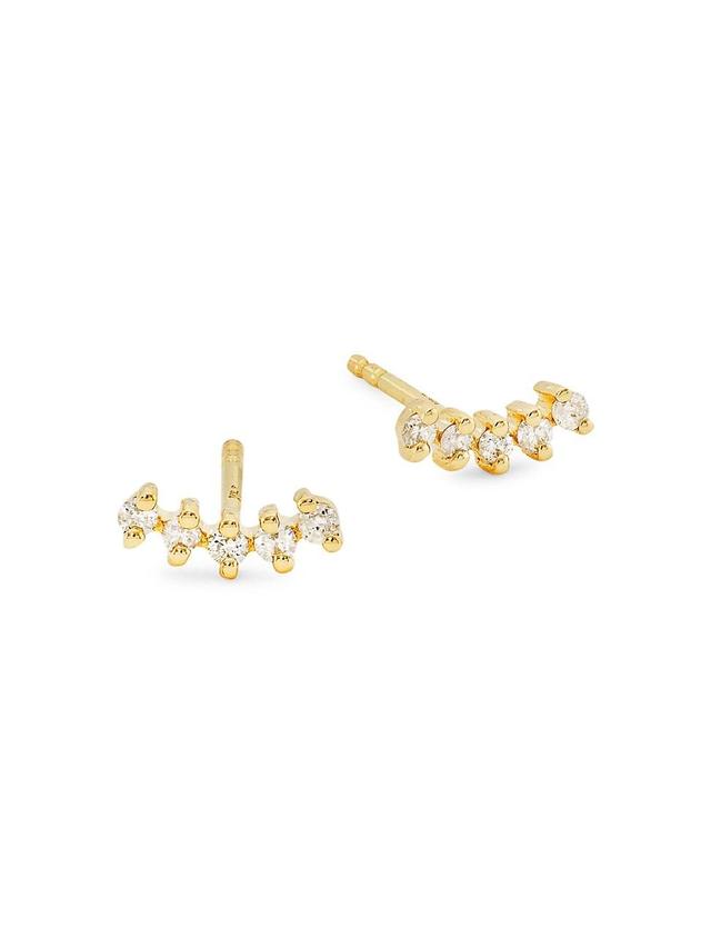 Womens 14K Yellow Gold & 0.144 TCW Diamond Curved Stud Earrings - Yellow Gold Product Image