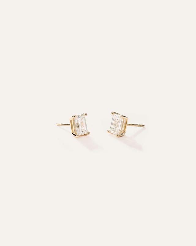 14k Gold Lab Grown Diamond Emerald Solitaire Studs Product Image