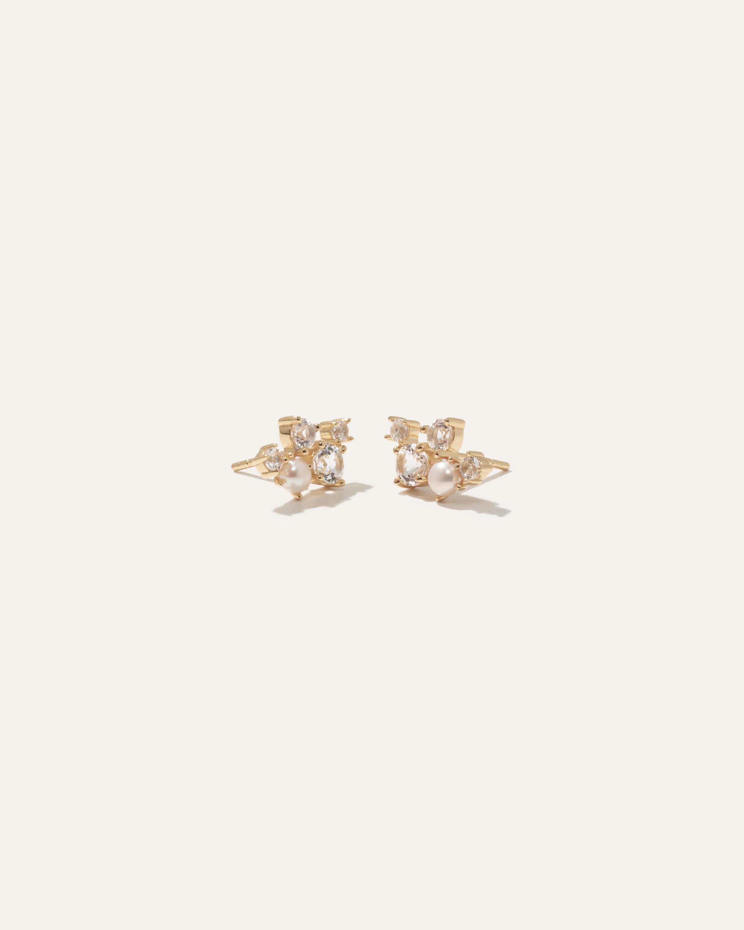 Mini Topaz Pearl Sparkle Climber Earrings product image