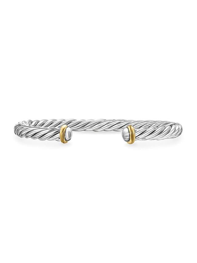 David Yurman Mens Cable Cuff Bracelet in Sterling Silver with 14K Yellow Gold, 6mm Product Image