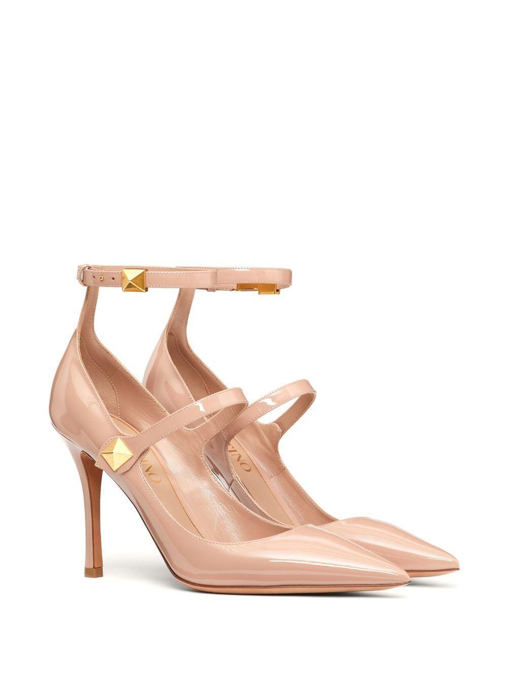 VALENTINO GARAVANI Rockstud Patent Leather Pumps In Rose Cannelle Product Image