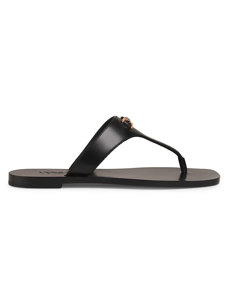 Medusa Leather Flat Thong Sandals Product Image