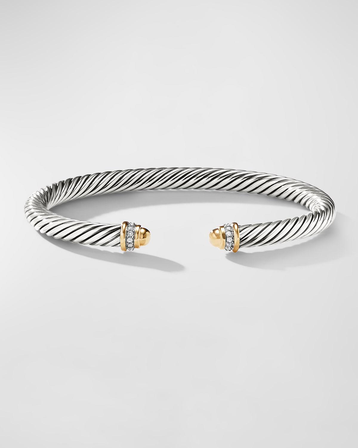 Womens Cable Bracelet With 18K Yellow Gold & Diamonds Product Image