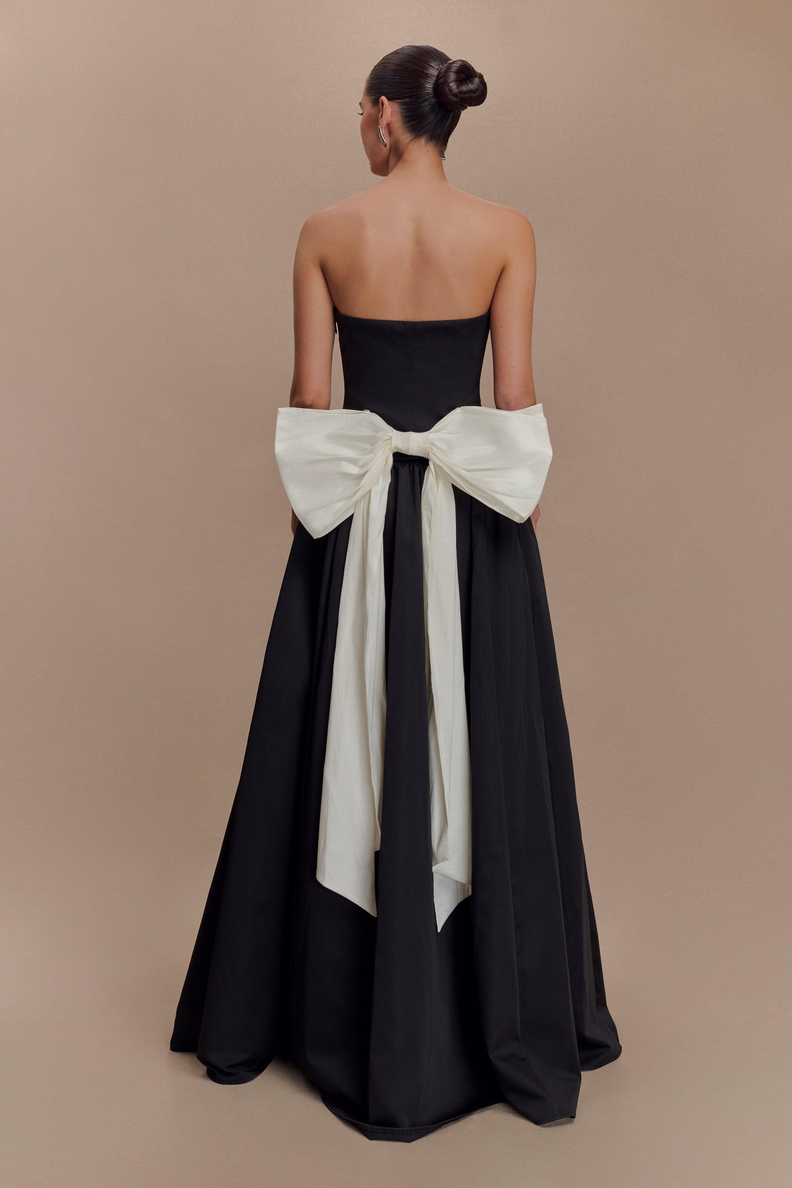 Frances Strapless Bow Maxi Dress - Black Product Image