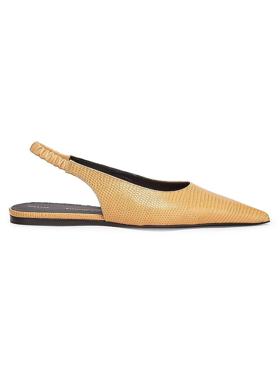 Womens Spike Snake-Embossed Leather Slingback Flats Product Image