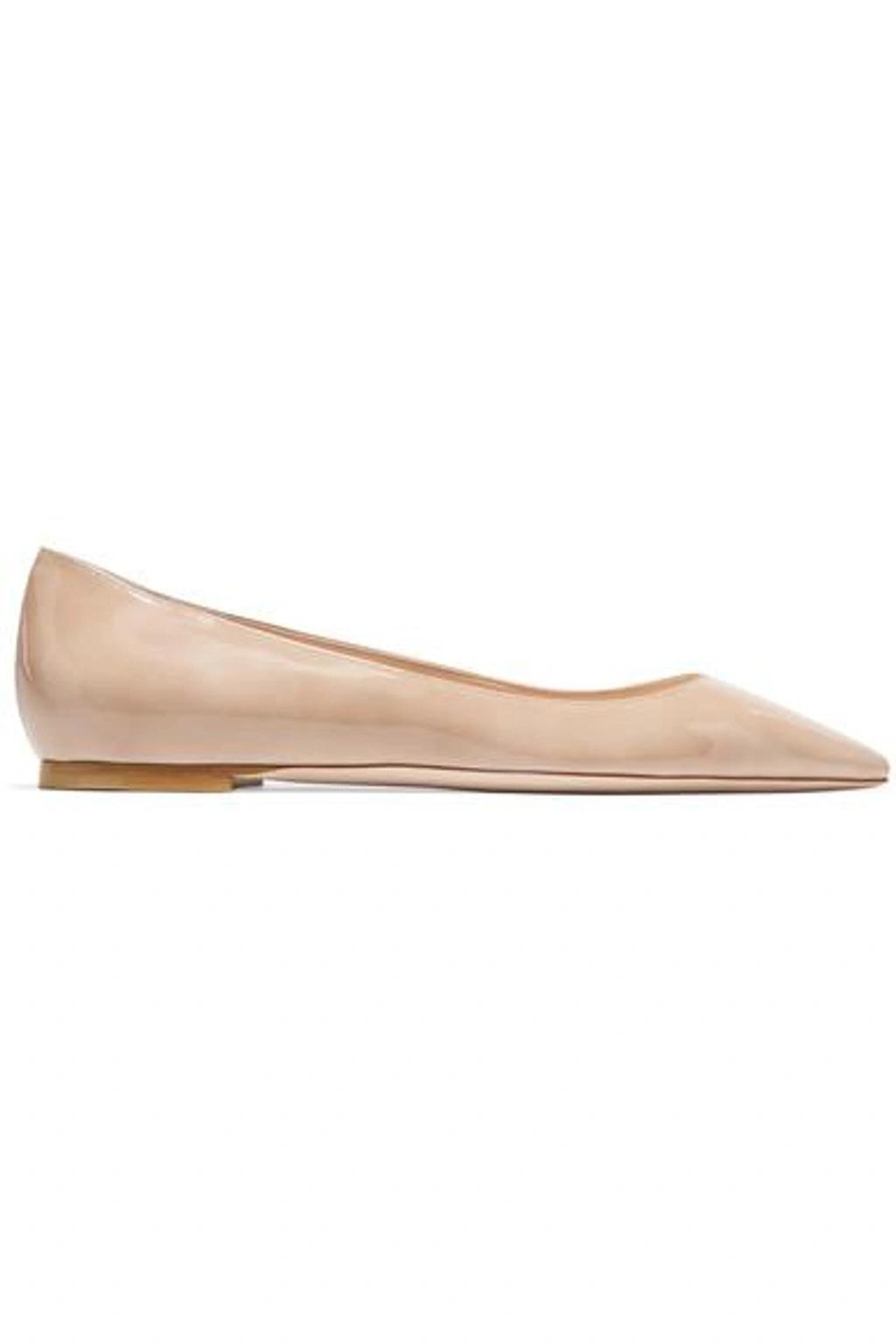 JIMMY CHOO Love Flat Patent-leather Ballet Flats In Neutral Product Image