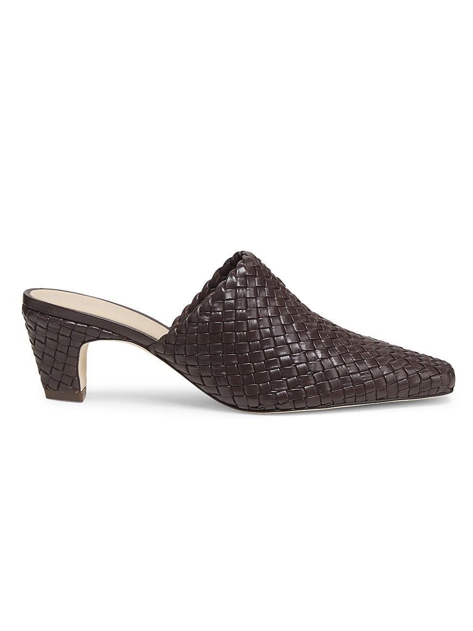 Womens Braided Leather Block Heel Mules Product Image