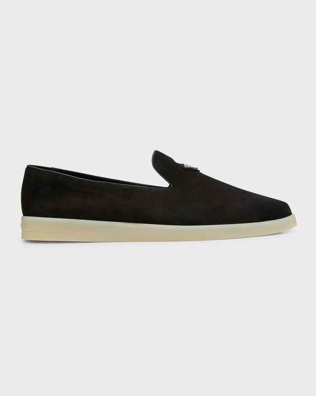 Mens Triangle Logo Suede Loafers Product Image