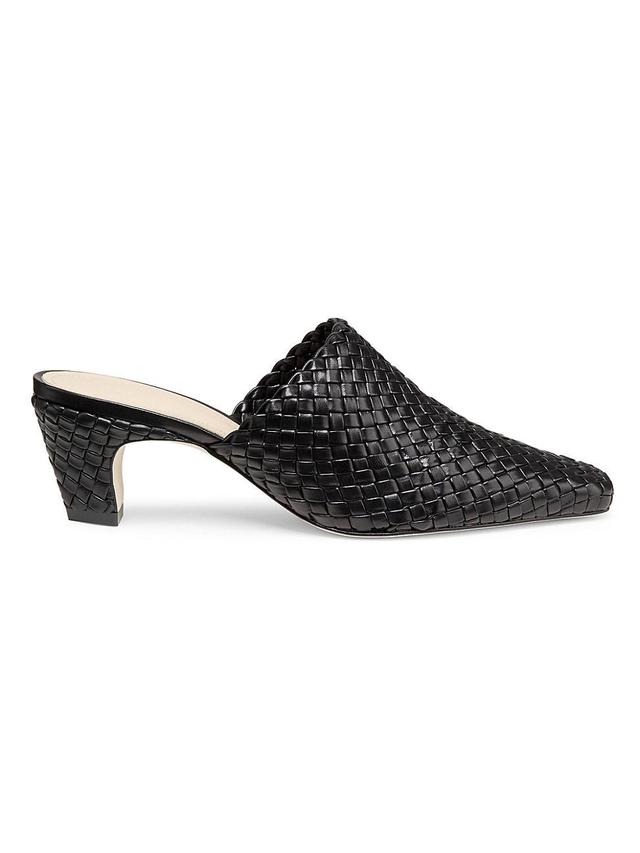 Womens Braided Leather Block Heel Mules Product Image