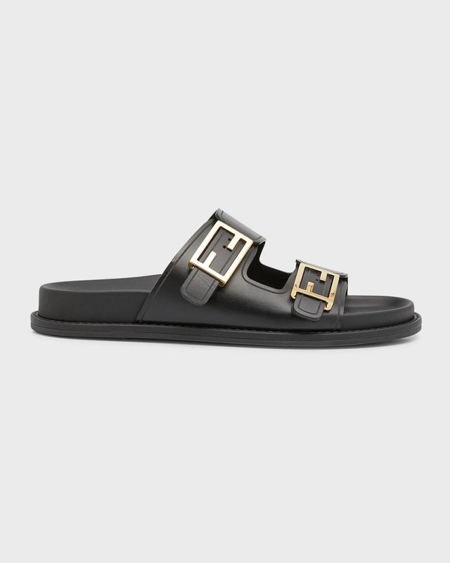 Womens Fendi Feel Buckle Leather Slides Product Image