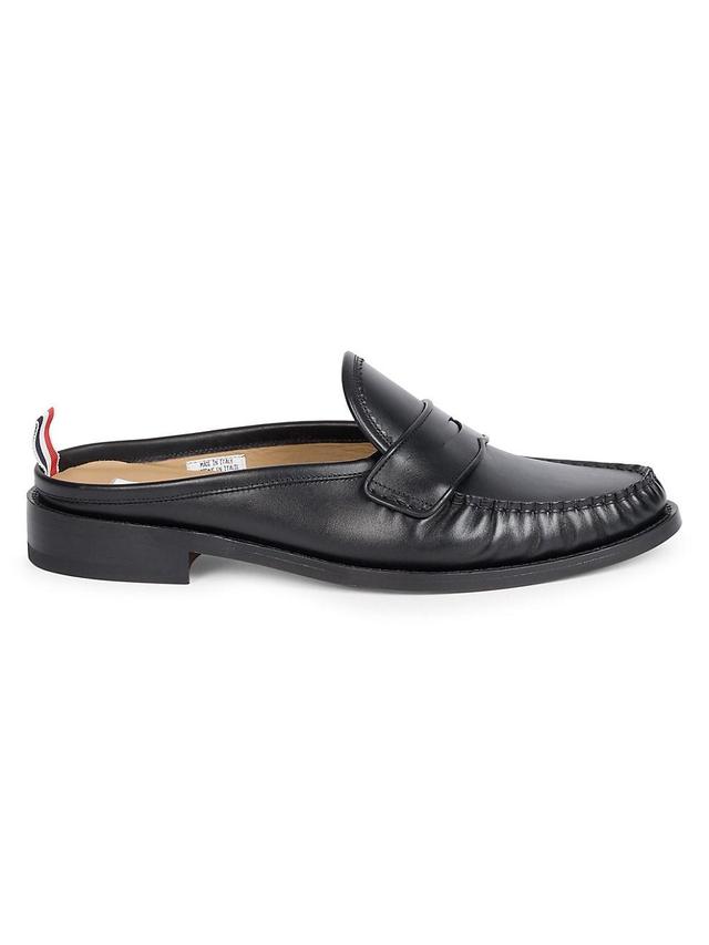 Mens Pleated Penny Loafer-Style Leather Mules Product Image