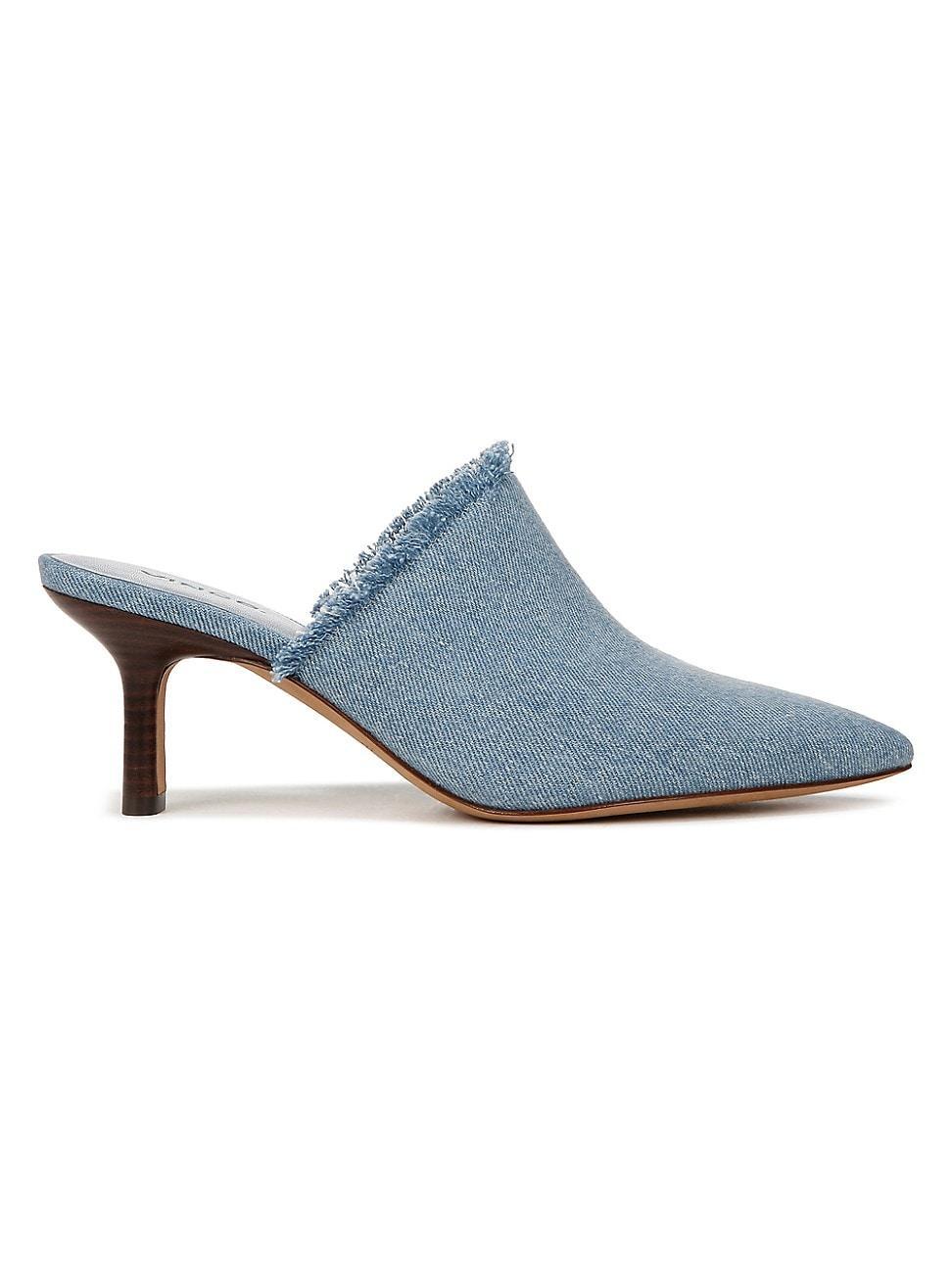 Penelope Frayed Denim Mules Product Image