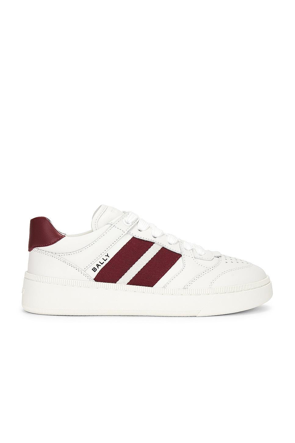 Bally Rebby Sneaker in White & Bally Red - White. Size 9.5 (also in 6.5, 9). Product Image