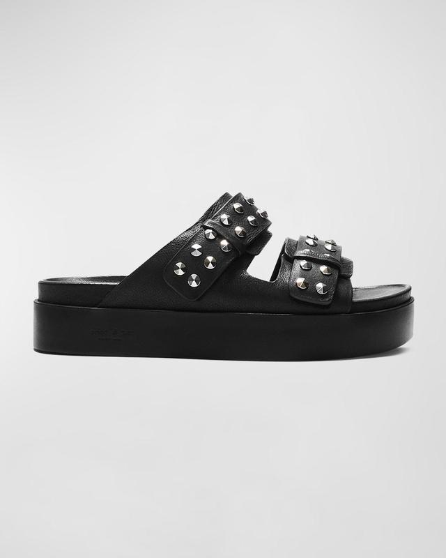 Geo Stud Leather Dual-Band Slide Sandals Product Image