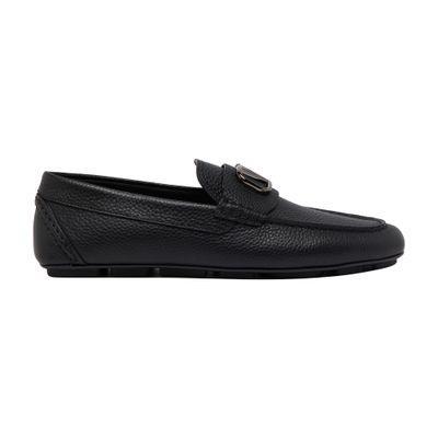 Mens Studded Logo Leather Loafers Product Image