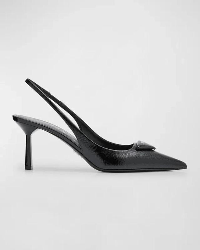 PRADA Vernice Leather Slingback Pumps In Black Product Image