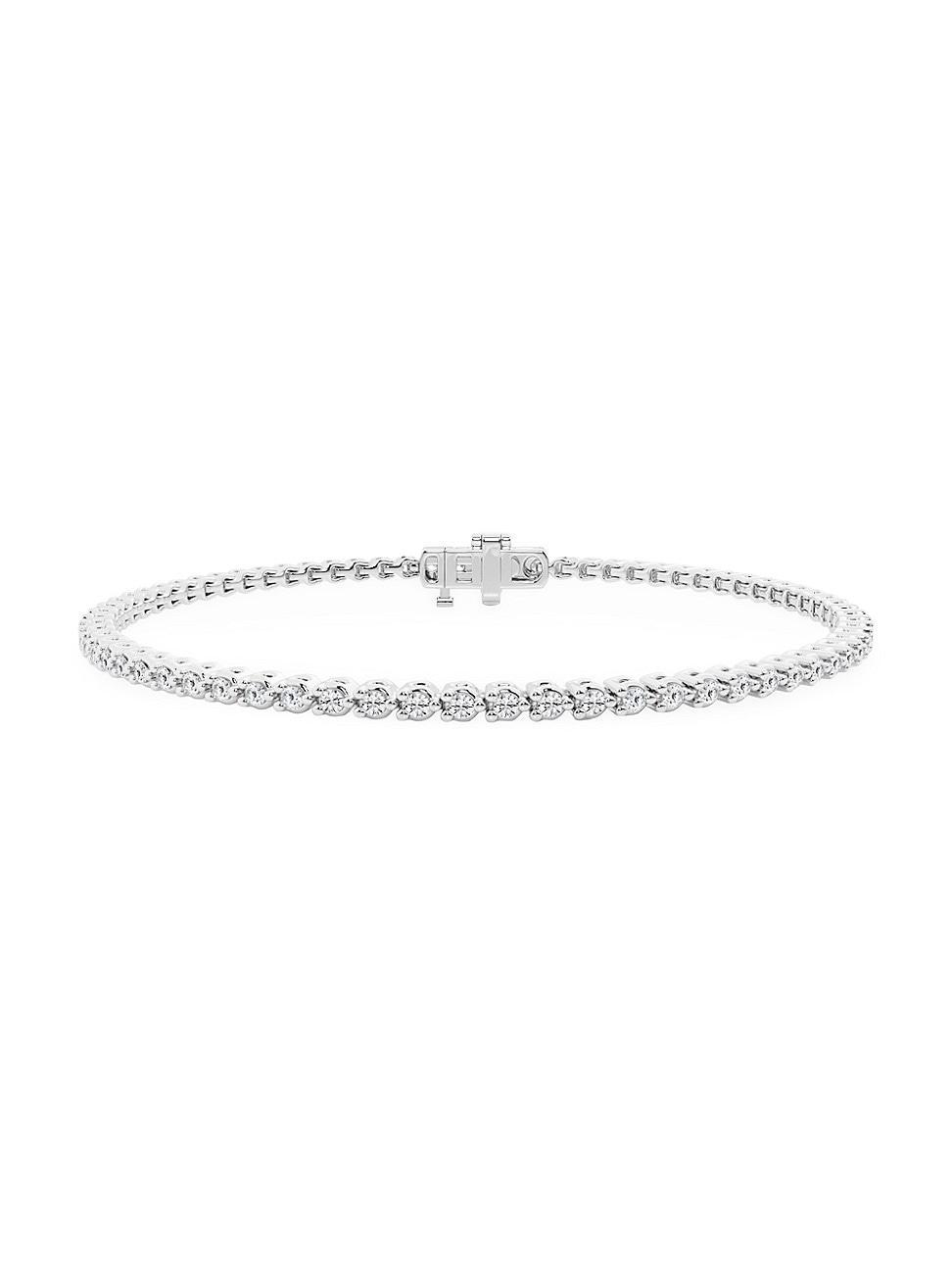 Womens 14K White Gold & Round Lab-Grown Diamond 3-Prong Tennis Bracelet/1.00-10.00 TCW Product Image