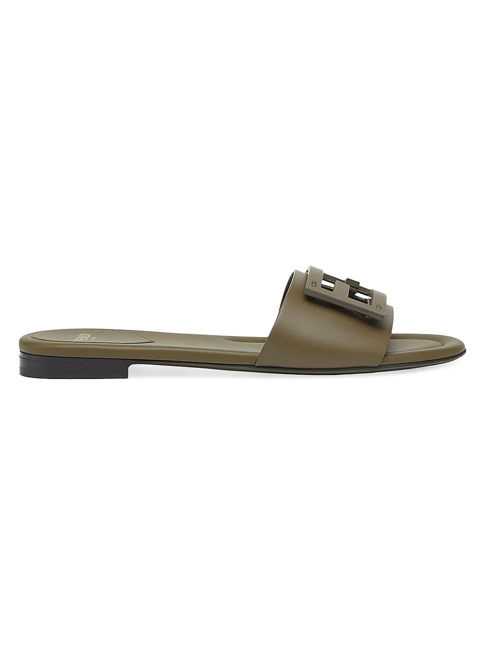 Womens Logo Leather Slide Sandals Product Image