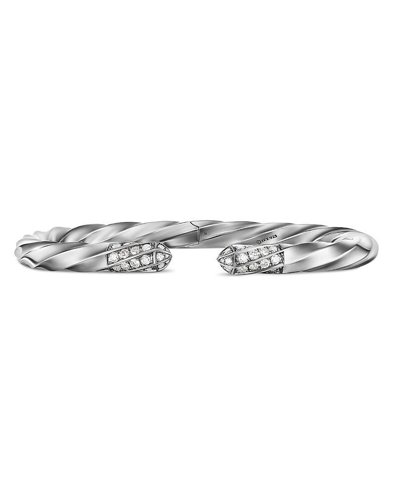 Womens Cable Edge Bracelet In Sterling Silver With Pav Diamonds Product Image