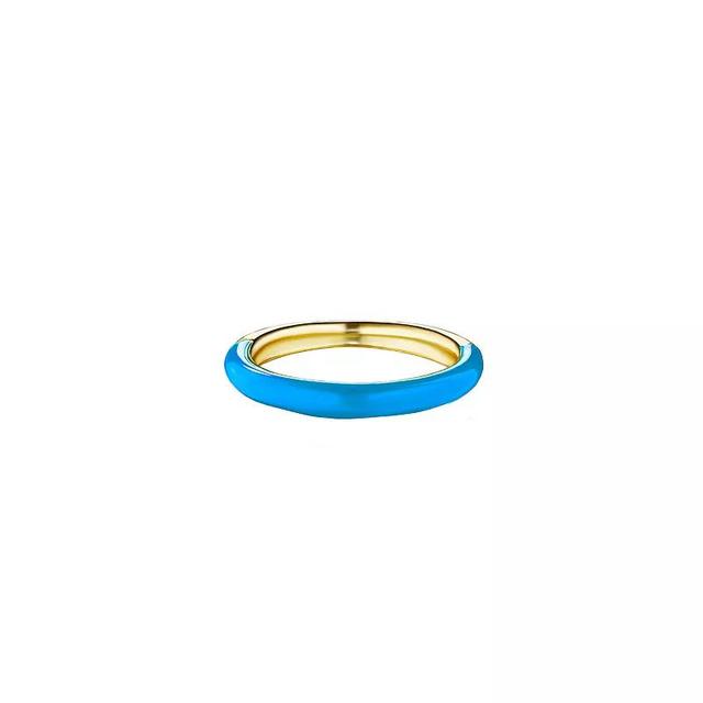 House of Frosted 14k Gold Over Silver Blue Enamel Stackable Ring, Womens Gold Tone Product Image