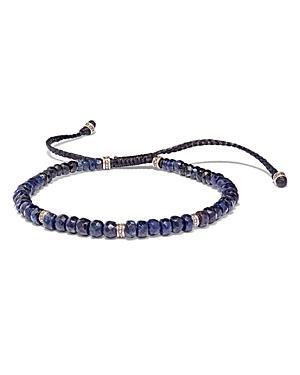 Mens Sapphire & Sterling Silver Beaded Bracelet - Silver Product Image