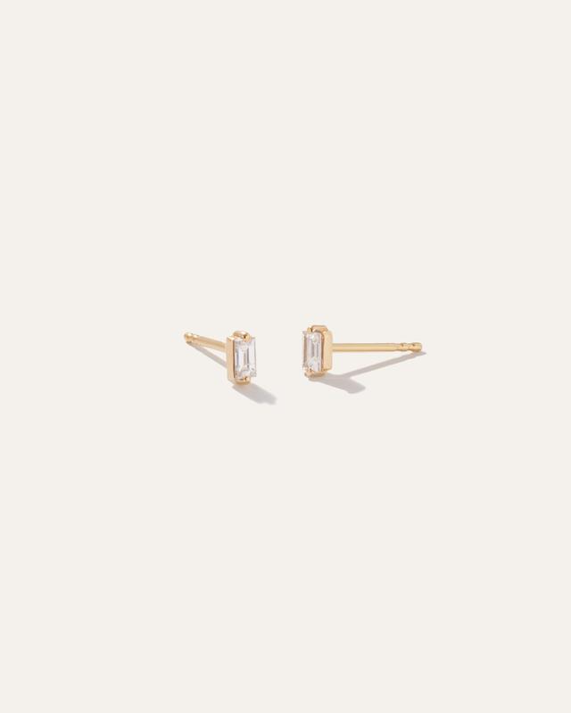 14K Gold Petite Baguette Diamond Studs Product Image