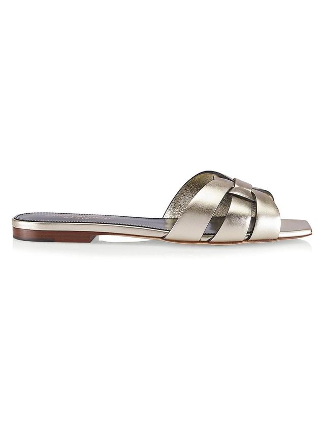 Womens Tribute Metallic Leather Slides Product Image