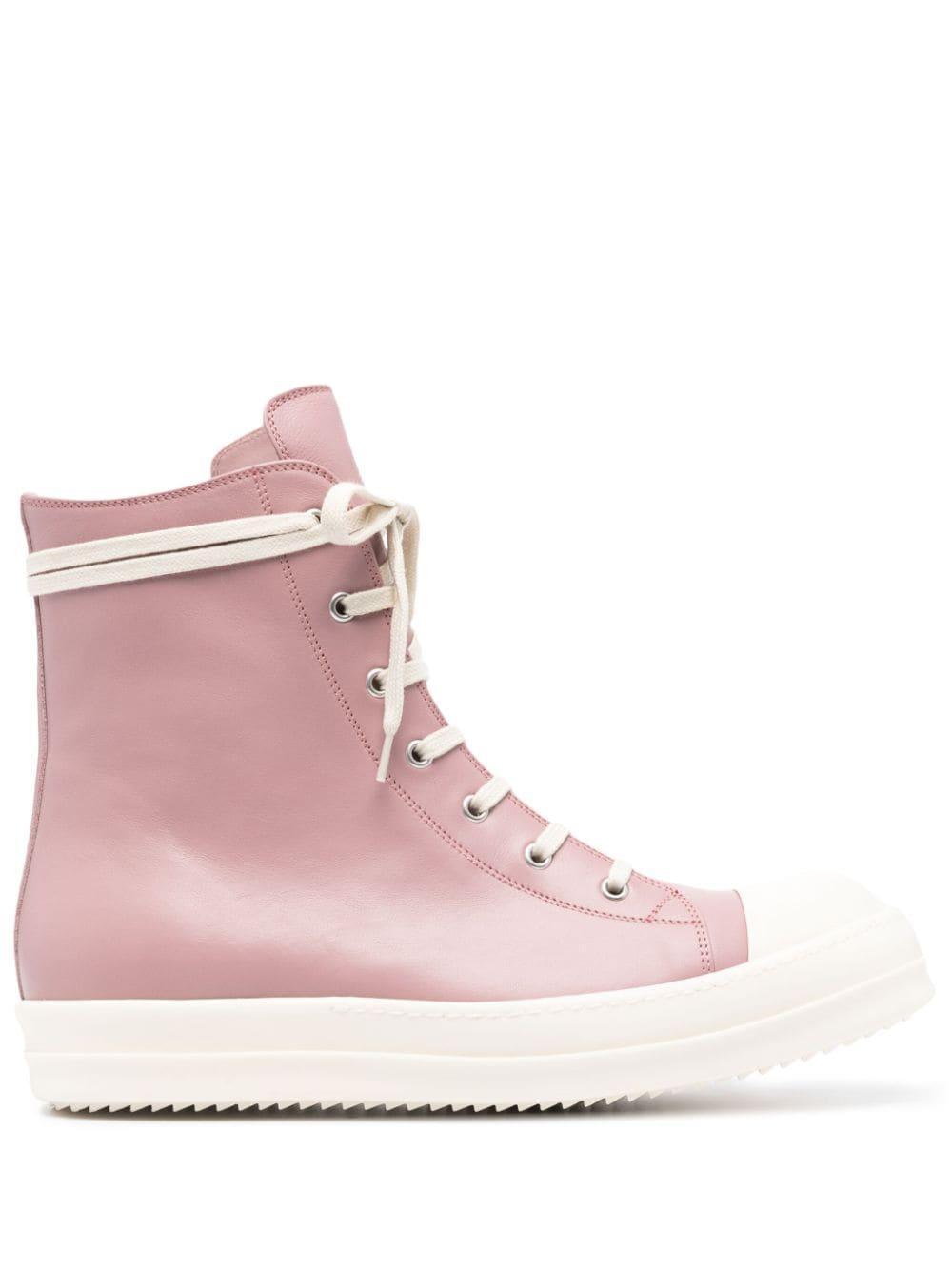 High-top Leather Sneakers In Pink Product Image