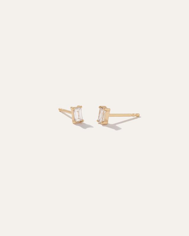 14K Gold Baguette Diamond Studs 0.28 Carat Product Image