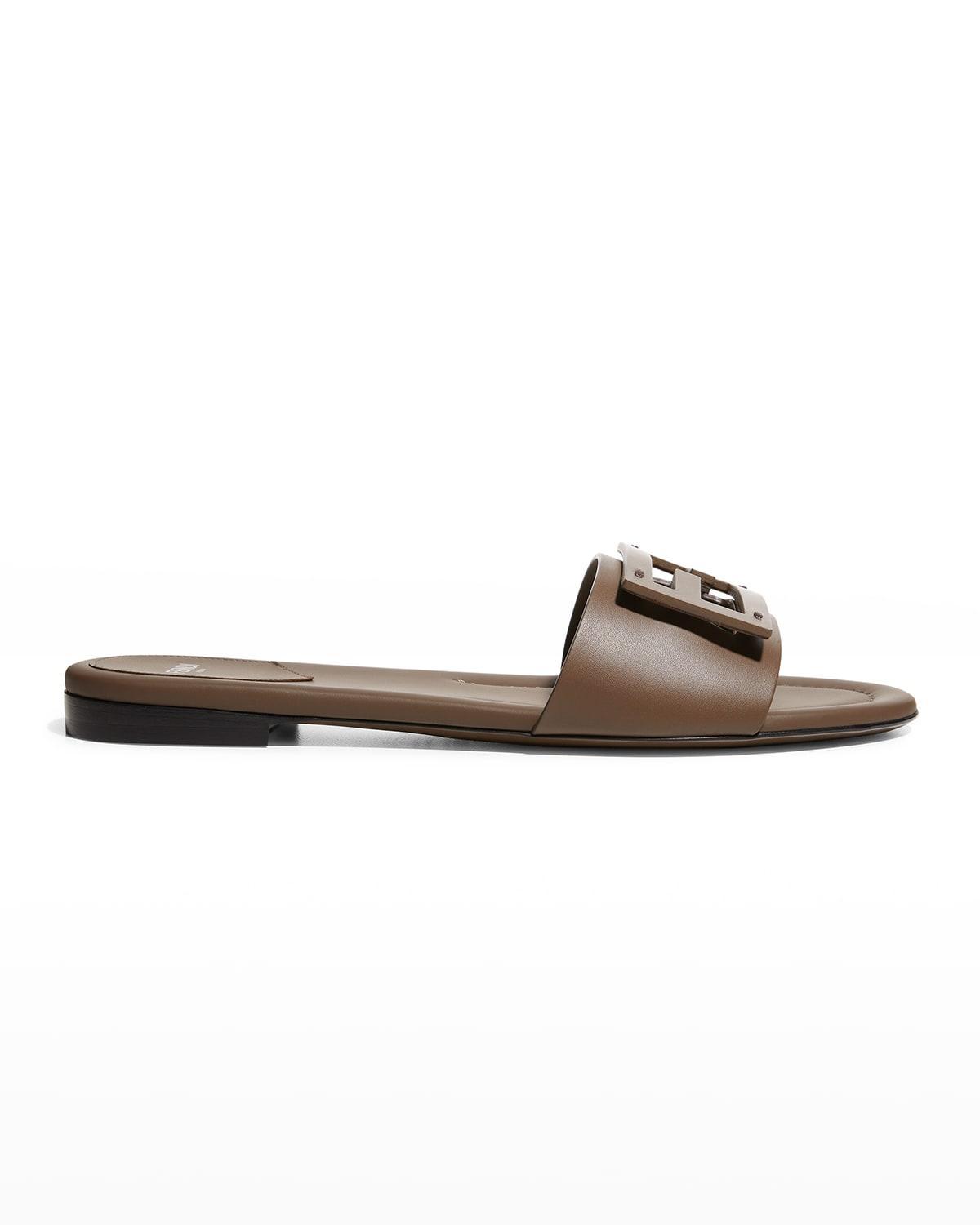 Womens Logo Leather Slide Sandals Product Image