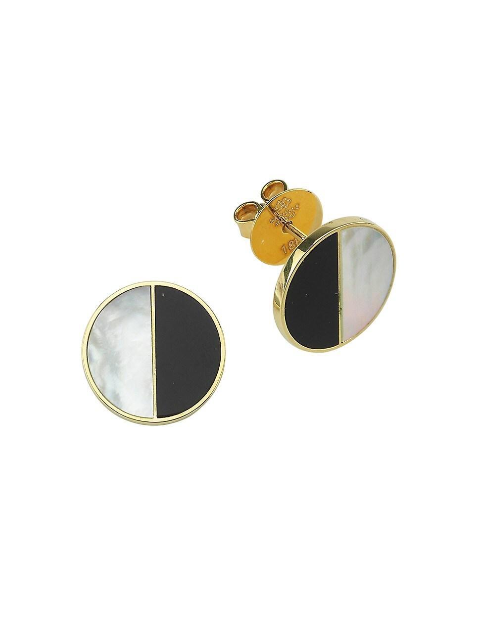 Womens Duality 18K Yellow Gold, Mother-Of-Pearl, & Black Onyx Eclipse Stud Earrings Product Image