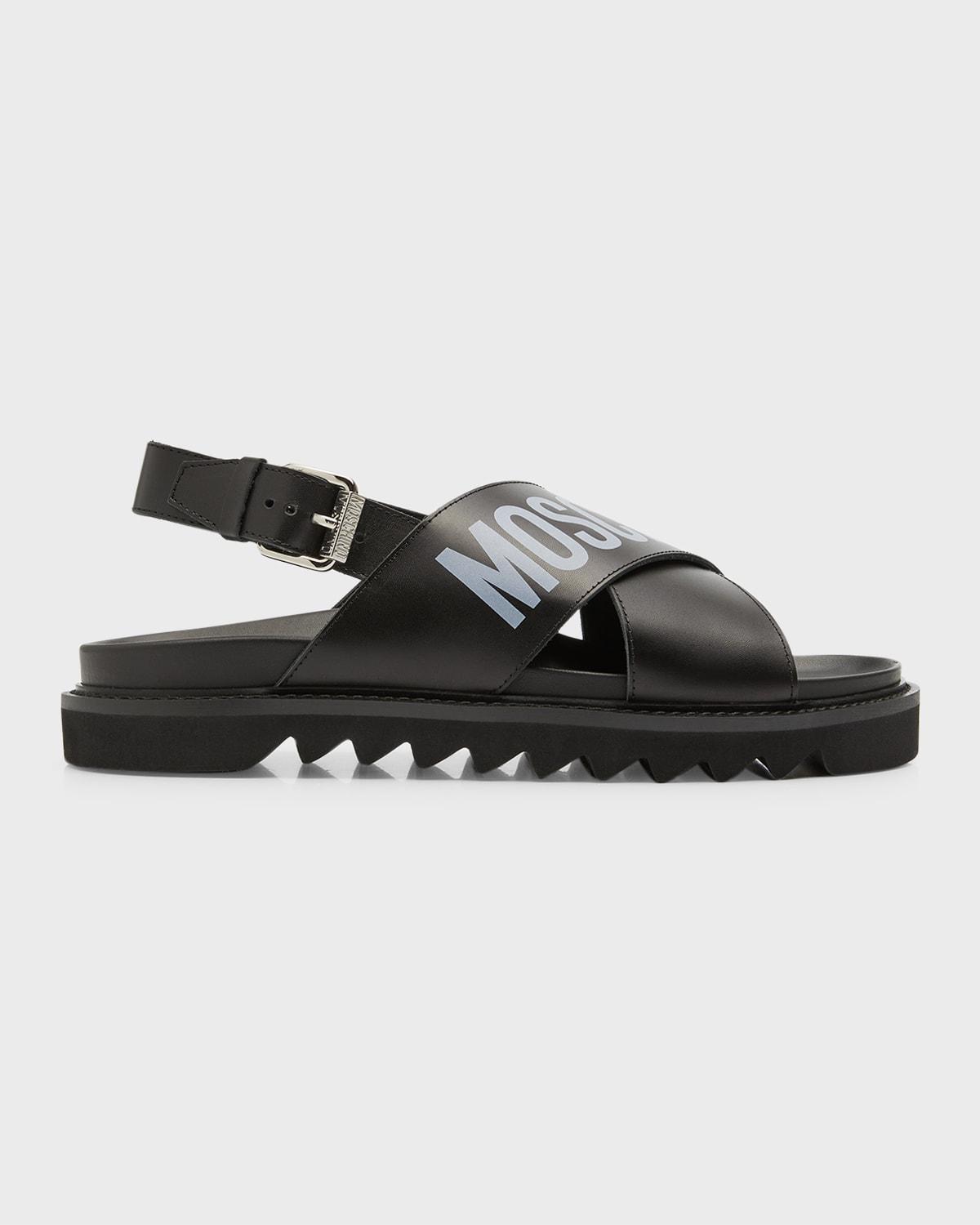 Mens Crisscross Leather Logo Sandals Product Image