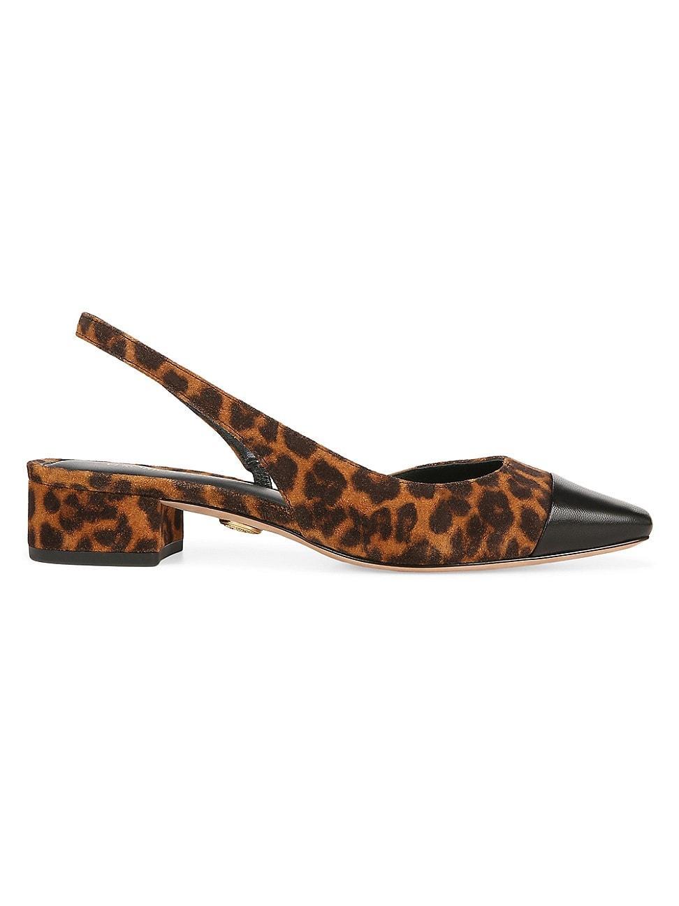 Womens Cecile Leopard Suede Slingback Pumps Product Image