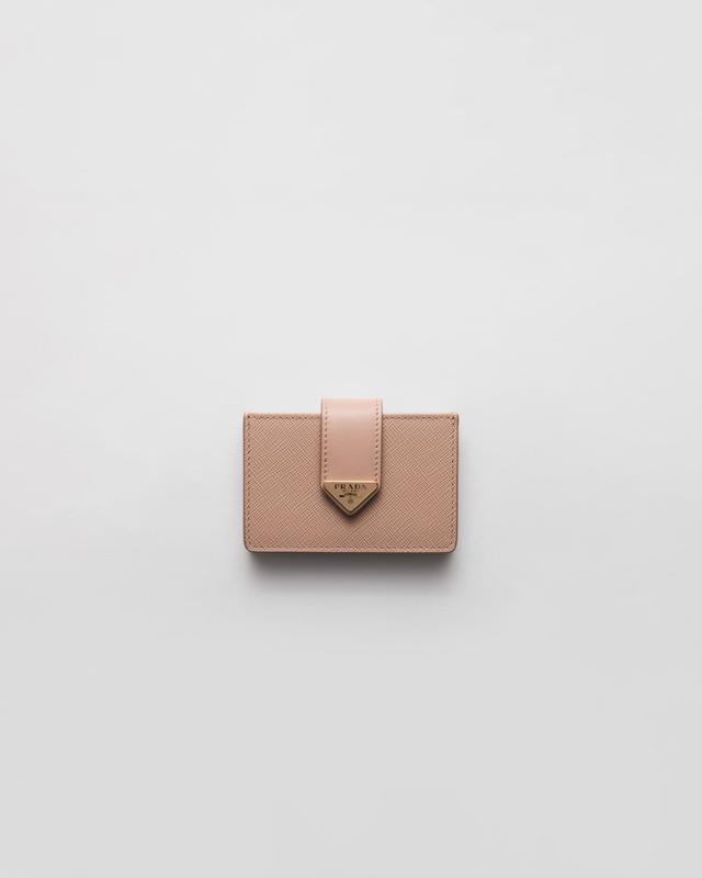 Saffiano and smooth leather card holder Product Image