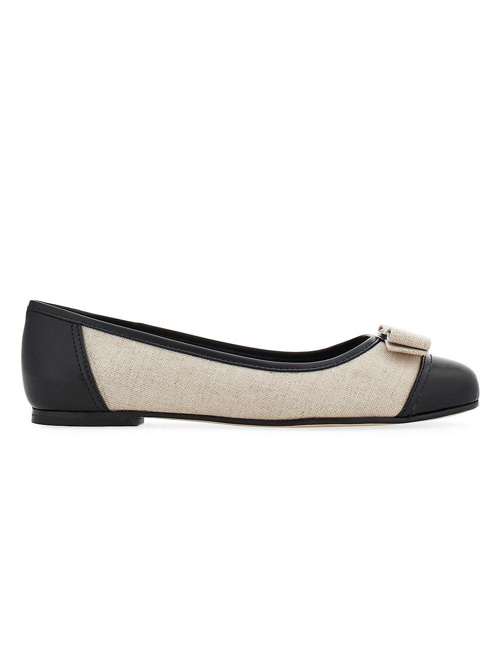 Varina Linen Bow Ballerina Flats Product Image